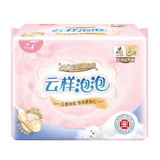 Goodcare+7®云样泡泡柔棉超熟睡410mm卫生巾6片装