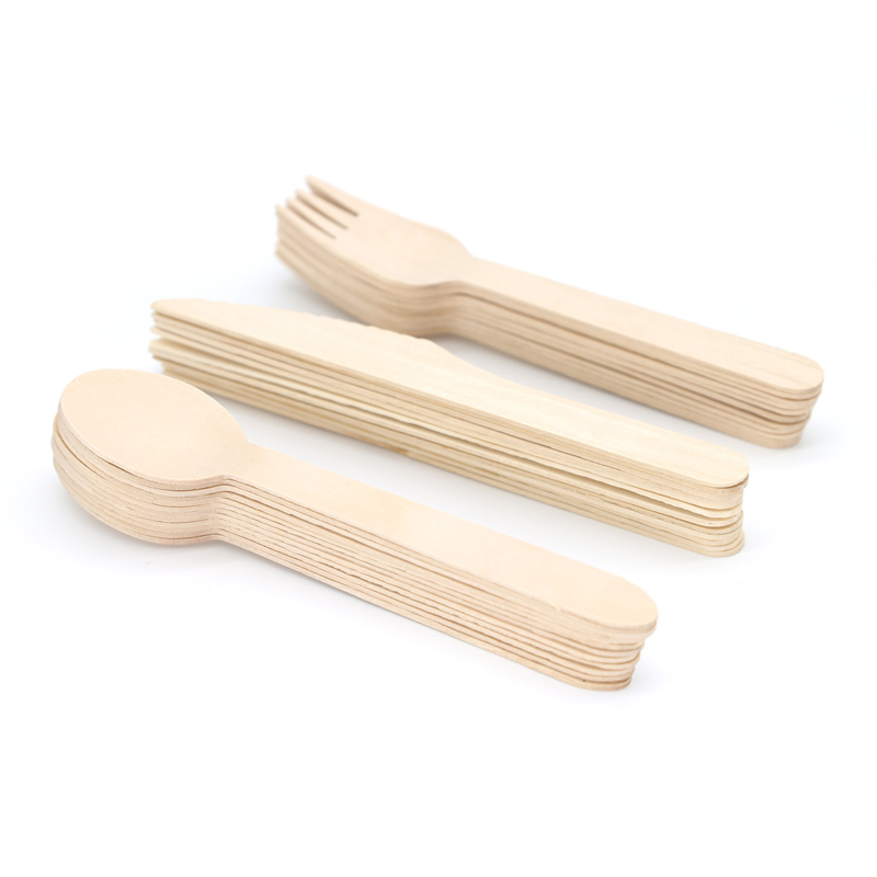 Одноразовая эко-деревянная ложка, вилка и набор ножей