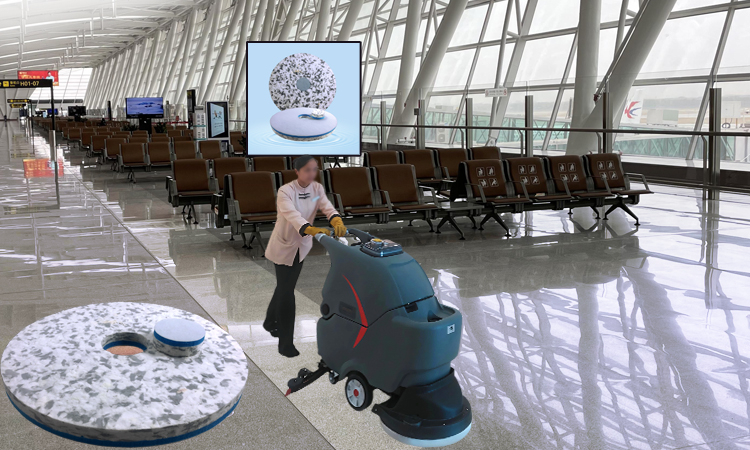 Water-Only & Odor-Free Cleaning Pad for Terminal Building Marble Floors - Fleence Fabric Combo Melamine Floor Pad.jpg
