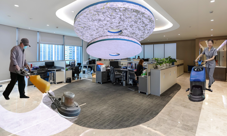 Water-Only & Chemical-Free Residue - Office Building Floor Cleaning Scrubber Pad - Fleence Fabric Combo Melamine Square Floor Pad.jpg