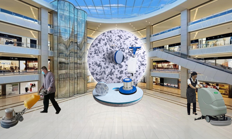 Epoxy Floor Cleaning & Gloss Protection for Mall Atriums - Mall Floor Cleaning Scrubber Pad - Fleence Fabric Combo Melamine Floor Pad.jpg