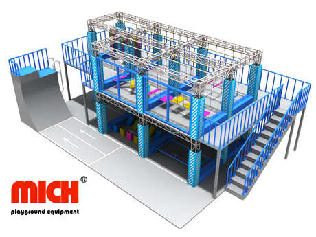 Grandes níveis internos 2 níveis Ninja Warrior Course com Parkour