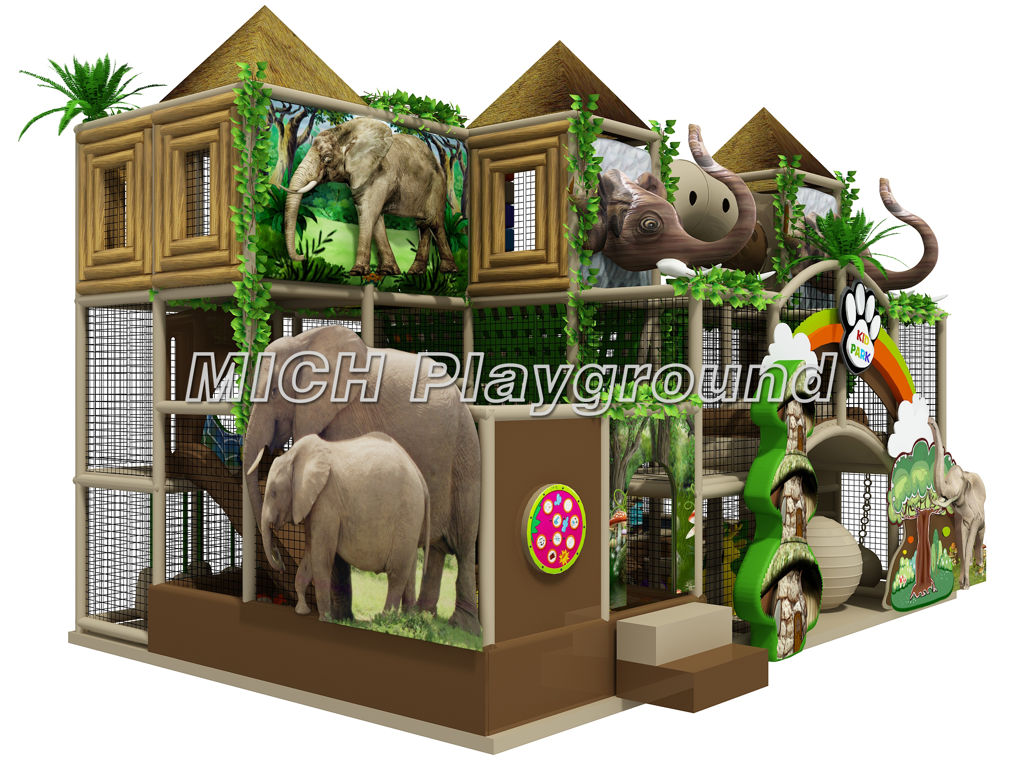 Crianças com temas de elefante Área de recreação macia e macia