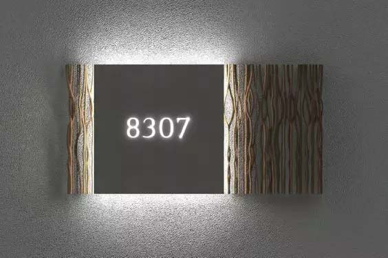 Acryl Hintergrundbeleuchtung mit Eisendrahtform Logo