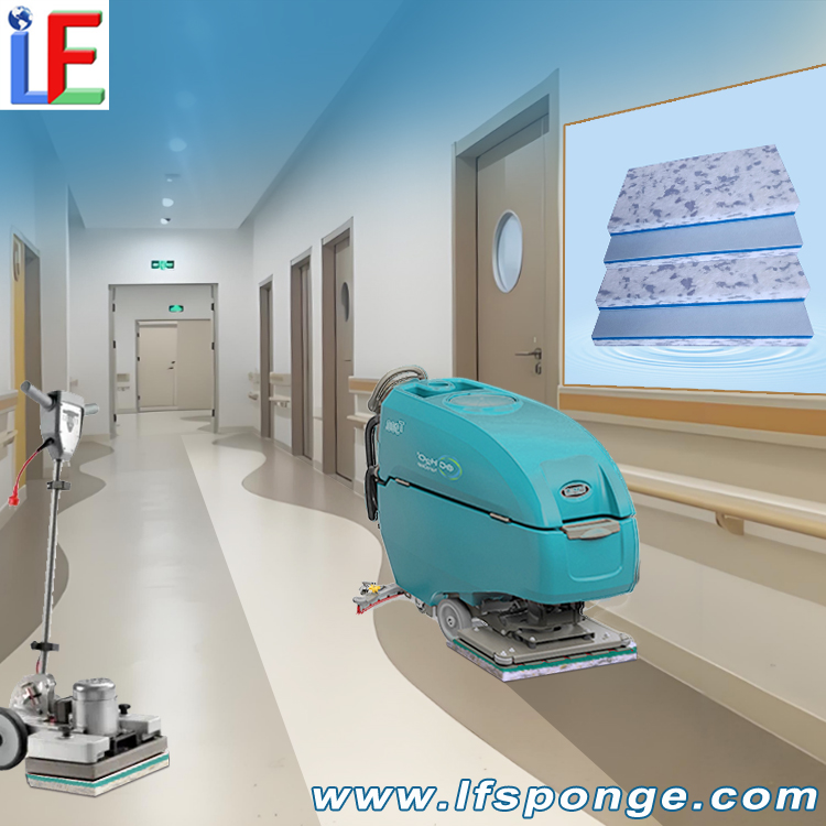 Commercial Corridor Floor Cleaning Rectangular Fleece Combo Melamine Pad