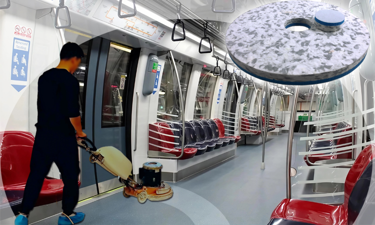 Subway Car Floor Cleaning Pad - Fleence Fabric Combo Melamine Floor Pad.jpg