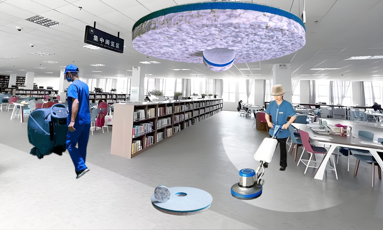 Library Reading Area Floor Cleaning Pad - Fleence Fabric Combo Melamine Floor Pad.jpg