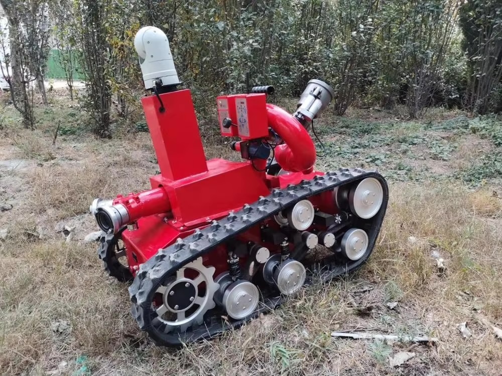 Intelligent Remote-Controlled Firefighting Robot with Tracked Chassis Mobility 