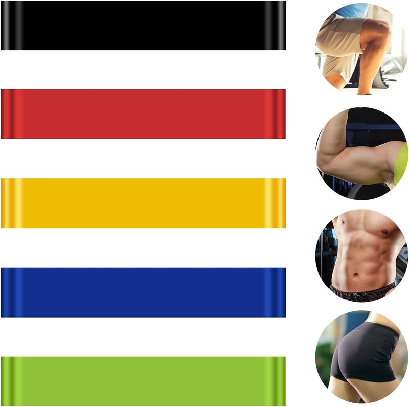Set of 5 Resistance Bands Exercise Loops Fitness Stretch Bands Yoga Straps Workout Flexbands