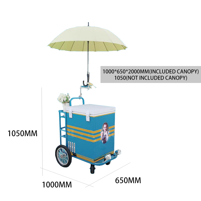 High Quality Front Loading Pedal Assist Freezer Hot Dog Stand Coffee Carts Electric Bicycle Food Cart Ice Cream Bike