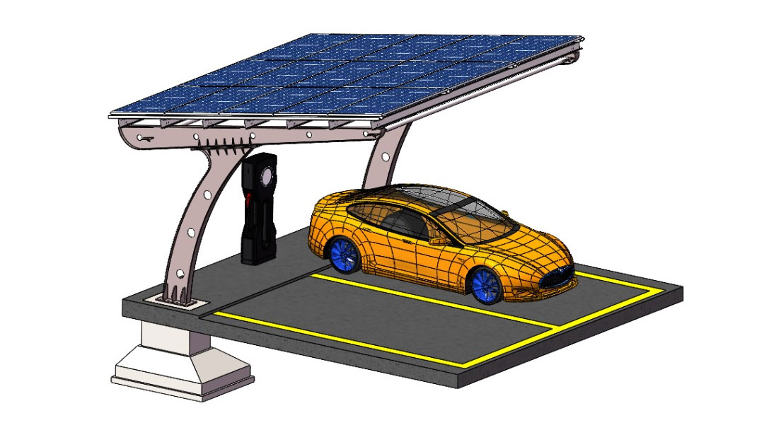 Vistas previas de diseño a medida Adhaiwell Solar Carport 3D