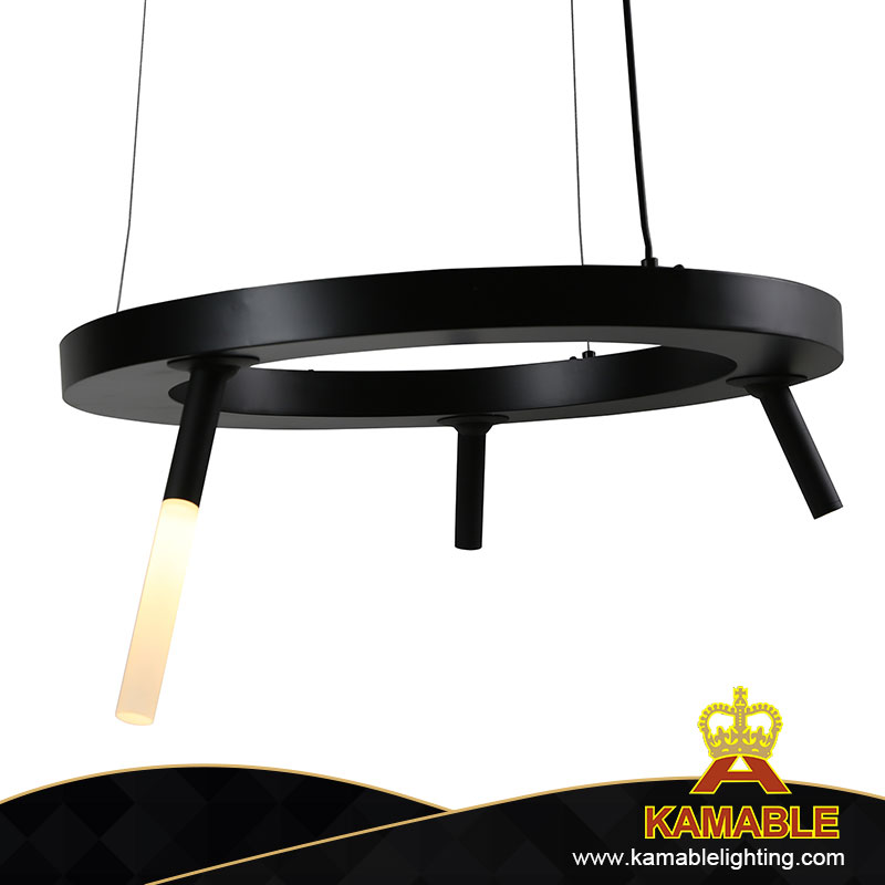 Офисный простой круглый светодиодный современный подвесной светильник из черной стали (KH8904-4) 