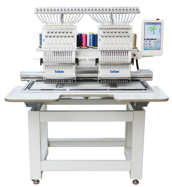 BR-1502 2 Heads 15 Needles Computerized Flat Embroidery Machine , Cap ...