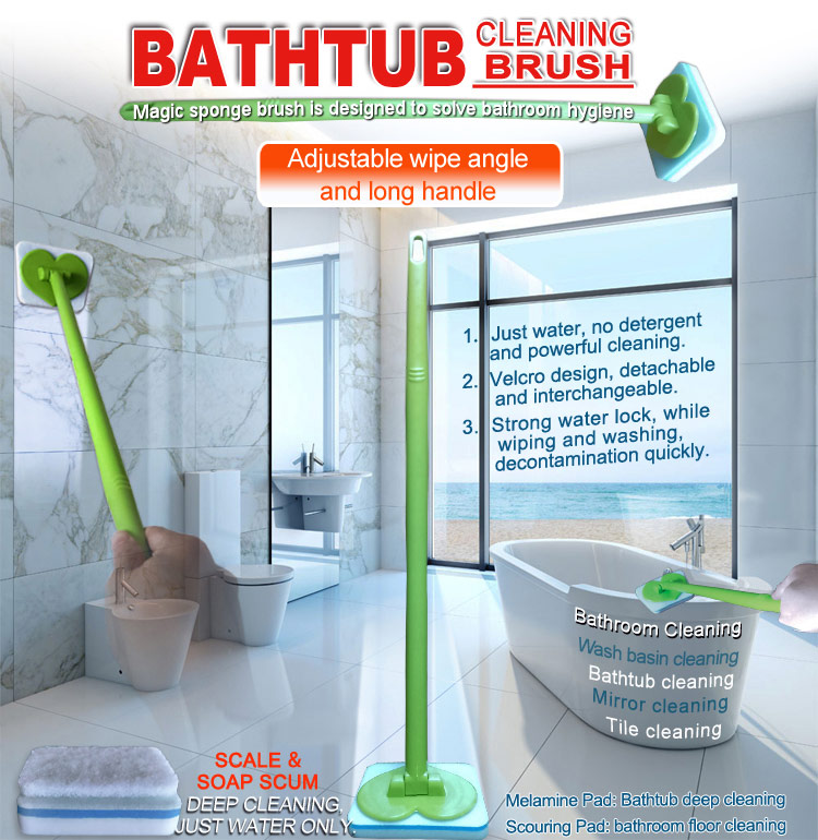 bathroom cleaning brush with long handle