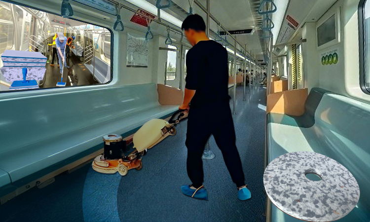 Efficient Shoe Print Stain Removal Pad for Rubber Floors in Subway Cars - Combo Melamine Floor Pad.jpg