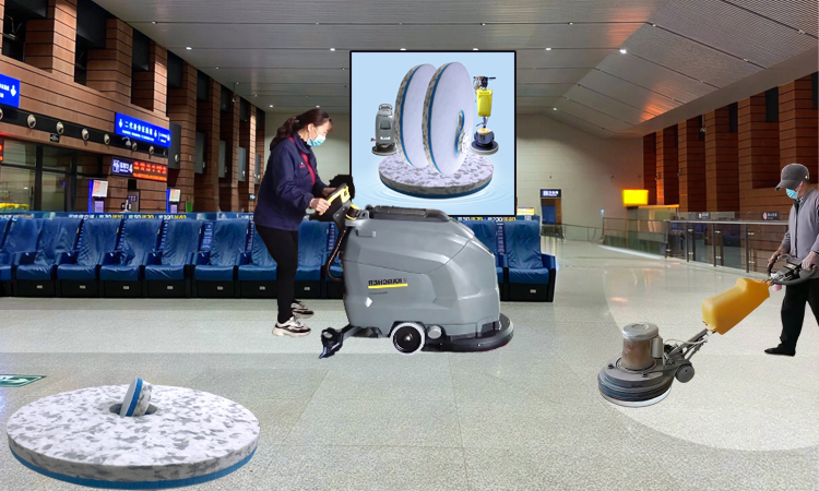 High-Speed Railway Station Waiting Hall Floor Cleaning Pad - Fleence Fabric Combo Melamine Floor Pad.jpg