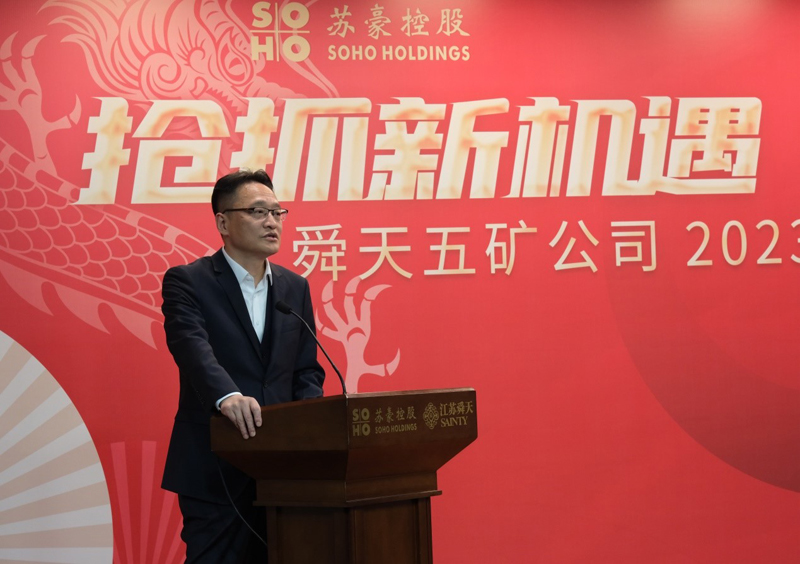 苏豪控股集团副总裁，舜天集团党委书记、董事长丁海在会上讲话