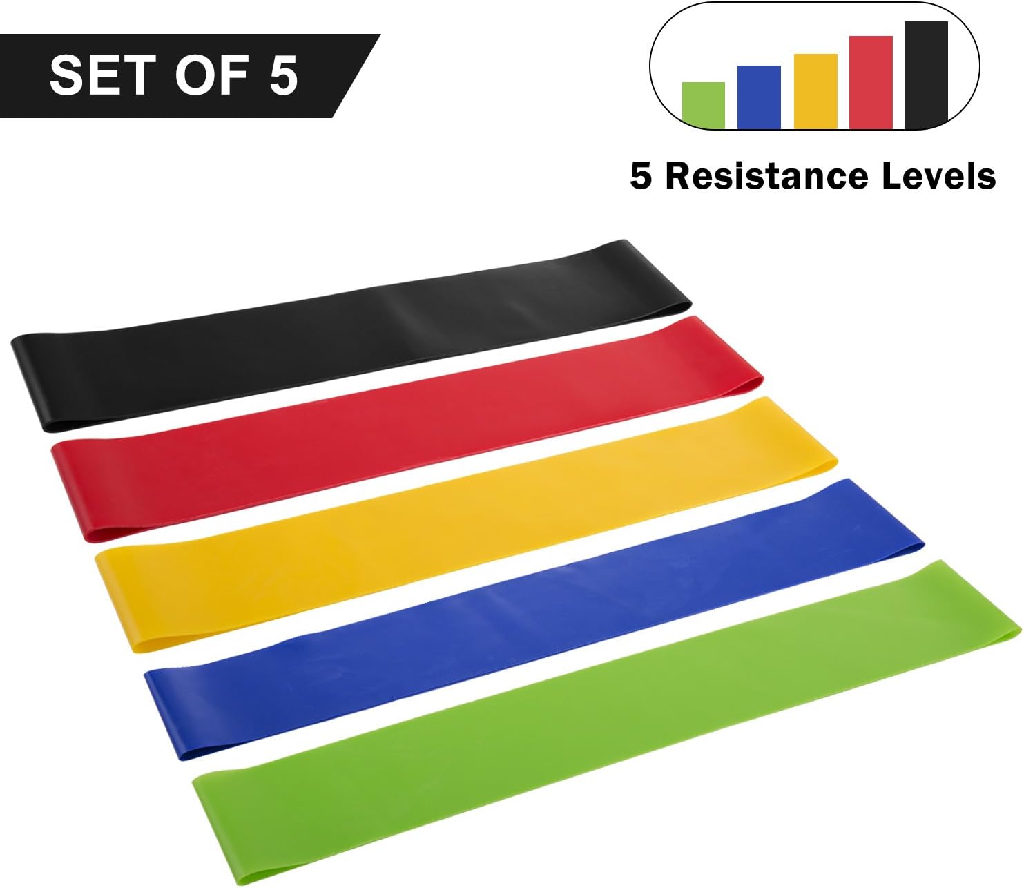 Set of 5 Resistance Bands Exercise Loops Fitness Stretch Bands Yoga Straps Workout Flexbands
