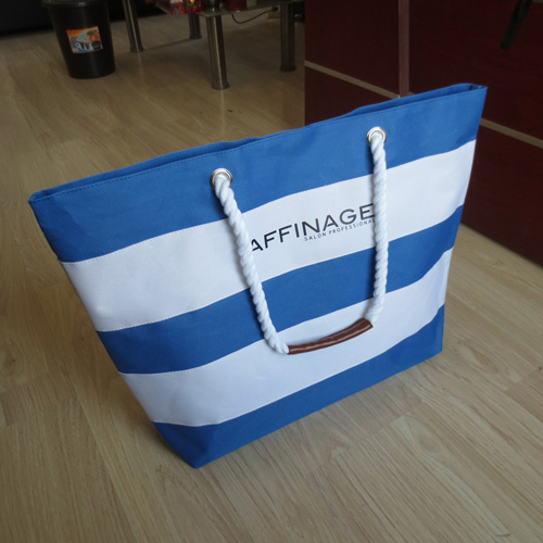 Promotional Stripe Printing Tote Beach Bag for Ladies
