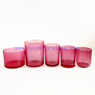 8oz 12oz 16oz Machinemade Pink Color Translucent Empty Glass Candle Jar