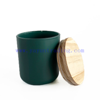 Customized luxury 8oz empty matte green glass candle jar with lid