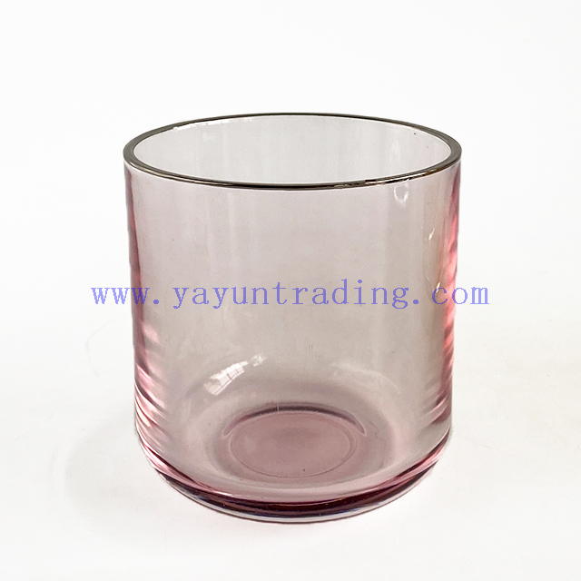 Wholesale Machine Made Shiny Candle Jar Silver Rim Glass Candle Holder