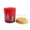 Popular Cylinder Laser Engrave Red Candle Holder 400ml With Custom Gold Wooden Lid