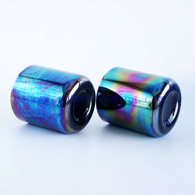 Colorful ion plating iridescent glass candle jars 8oz empty candle vessels with gold rose gold black lids