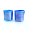 iridescent glass candle jars 8oz ion electroplated candle tealight holders multi-colors with wooden lids