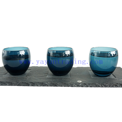 high quality ink blue translucent mini sake glass cup 90ml