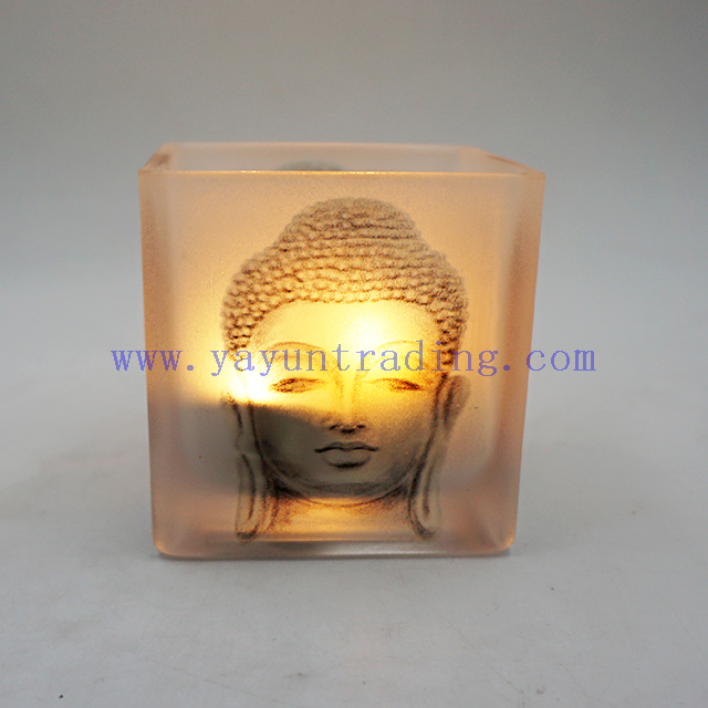 290ml Religious Belief Empty Translucent Glass Buddha Candle Holder