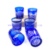 Bohemia Style 260ml Tumblers Overlay Hand Etched Bright Blue Wine Whisky Drinking Ware