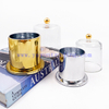 Custom Christmas Glass Candle Jar With Bell Cloche Dome Glass Candle Holders with Lid Electroplated Vessels