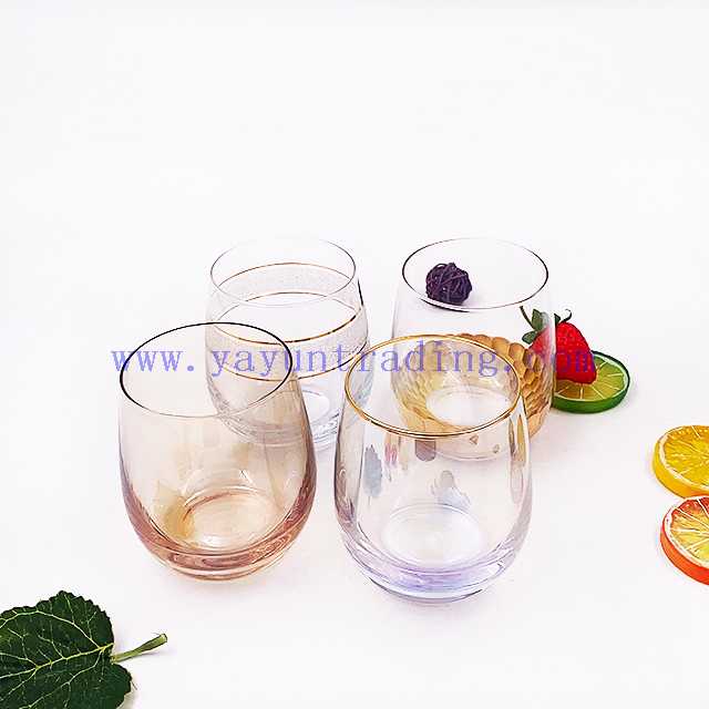 Clear Whisky Glass Stemless Wine Glasses Egg Shaped Glass Tumblers for Party Wholesale