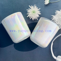 16oz Iridescent Candle Jars Custom Glass Candle Holder For Candle Making