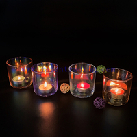 New Design Candle Jars for Wedding 8oz Empty Gradient Glass Candle Jar with Label Iridescent Candle Holder Wholesale