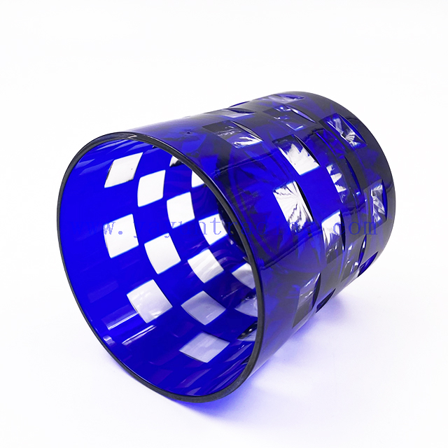 Hand Polished Glass Tumbler Distinctive Cobalt Blue Colored Wide Bottom 14oz Whisky Glass Wine Cup Glasses