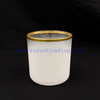 8oz 12oz 16oz Customized Logo Classical White Glass Candle Jars Luxury Vessel Container with Gold Rim
