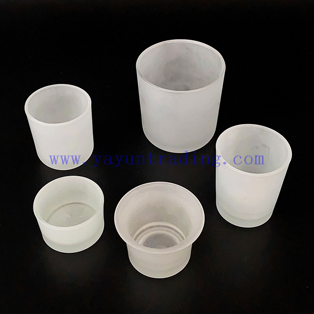 Custom Frosted Empty Colorful Container Cylinder Empty Glass Candle Jar Tea Light Holder for Table Ornament