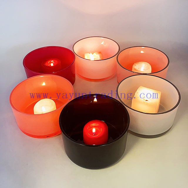 Custom 3 Wick Candle Jars Colorful Vessels Luxury Glass Candle Holder with Gold/silver Rim Large Size Candle Containers
