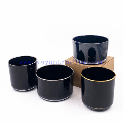 Large Size 16oz 21oz Matte Shiny Black Glass Candle Vessels Custom Candle Container Jar