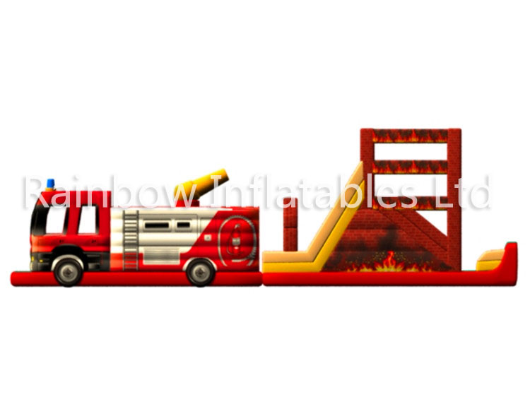 RB5201(16x2.3x5m) Inflatable hot fire engine Obstacle Course