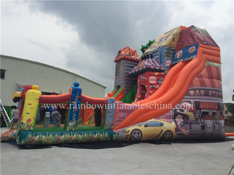 RB6071(13.5x6m) Inflatable Giant Fun Town Slide,Huge Colorful Slide For Commercial Places