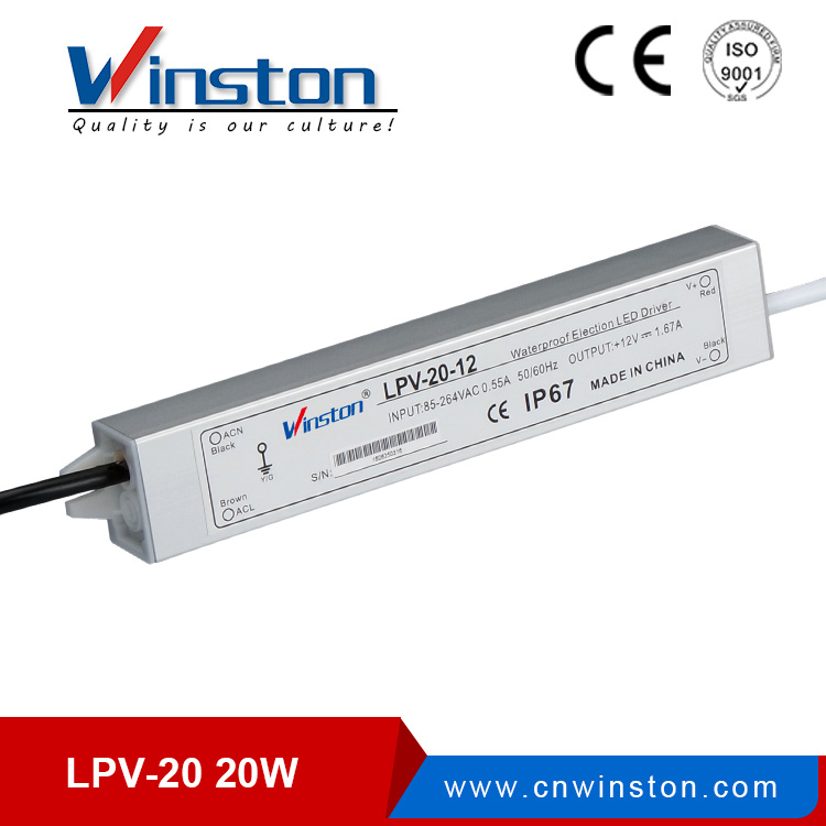 LPV-20 Fuente de alimentación conmutada impermeable de voltaje constante LED