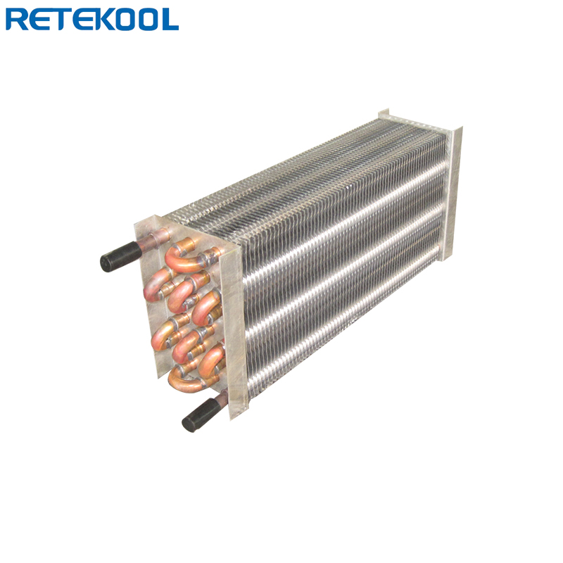Evaporador con aletas de aluminio de tubo de cobre de refrigeración