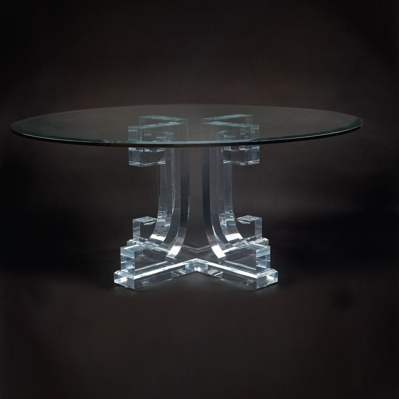 Luxury Customized Acrylic Dining Table with Glass Table Top