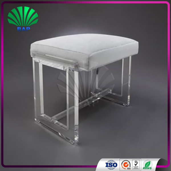 Clear Acrylic Vanity Stool Uphostered Stool Ottoman Lucite Custom Bar