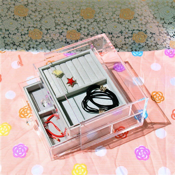 Crystal Clear Acrylic Jewelry Storage Box Custom Jewelry Organizer