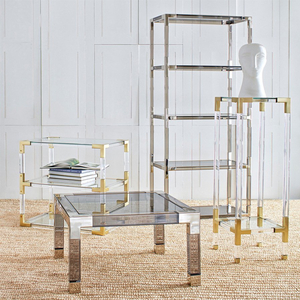 Lucite Living Room Furniture Sets Clear Acrylic Shelf Use For Books / Crafts Storage And Display