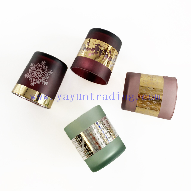 New Arrival Snow Pattern Glass Candle Jars Laser Engraving for Home Decoration